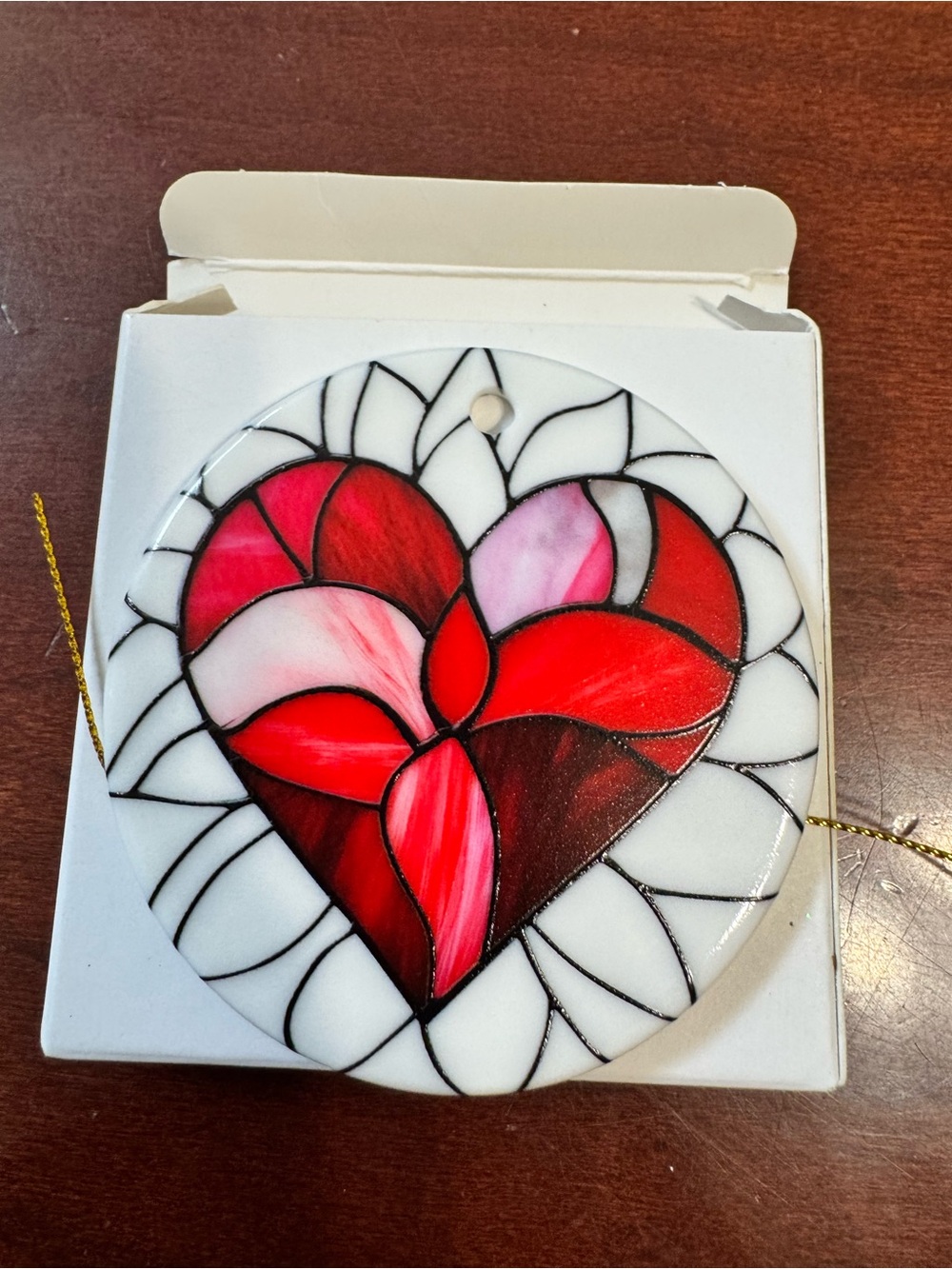 Double Sided Red Heart Stained-Glass Style Ornament